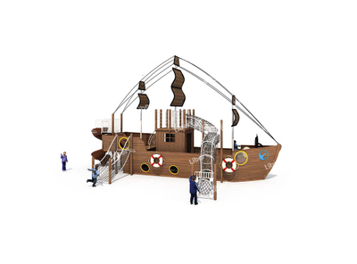 Children Pirate Ship Outdoor Playground With Rope Net