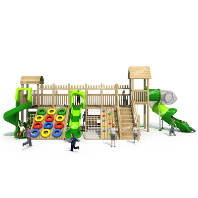 Kids Finnish Wood Colorful Wooden Outdoor Playground Supplier