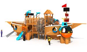 Large Outdoor Amusement Equipment Pirate Ship Wooden 