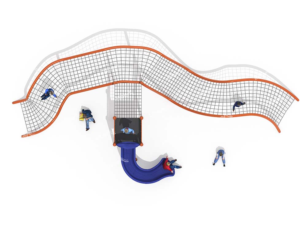 Outdoor Special Shaped Climbing Net With Plastic Slide