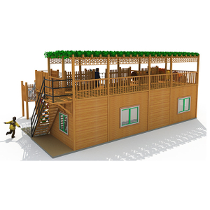 Wooden Outdoor Playground With Rope Course Function