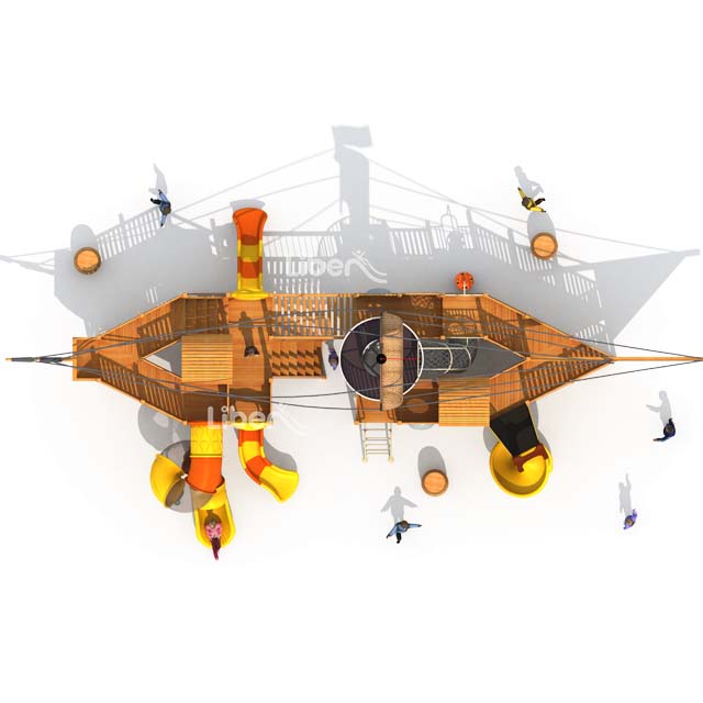 Wooden Pirateship Playground Slide with Customized Design