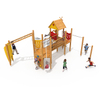 Nature Wooden Playground Set With Stainless Steel Slide